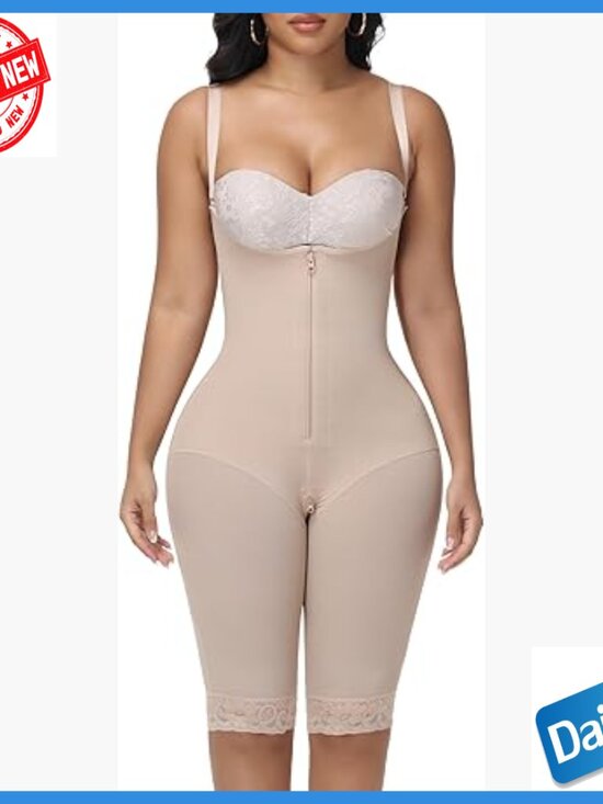 Other - Medium Tummy Control Shapewear Bodysuit with Zipper, Adjustable Straps,